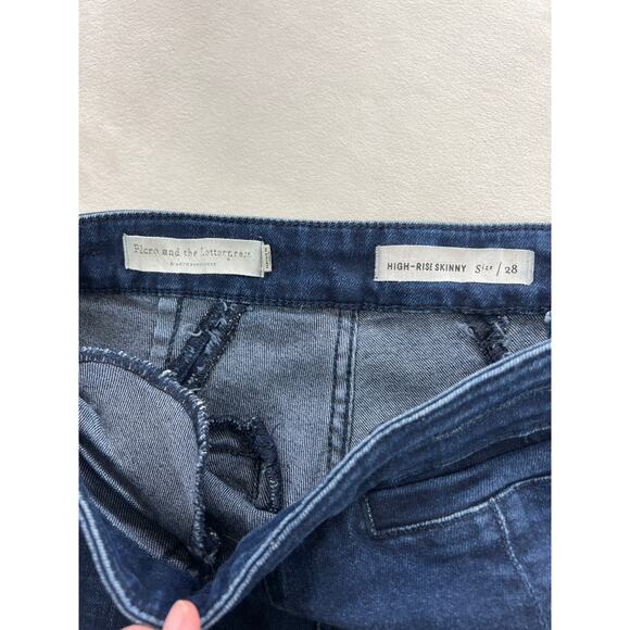 Anthropologie Pilcro Letterpress Front Slits High Rise Skinny Leg Jeans Blue 28 - Picture 5 of 9